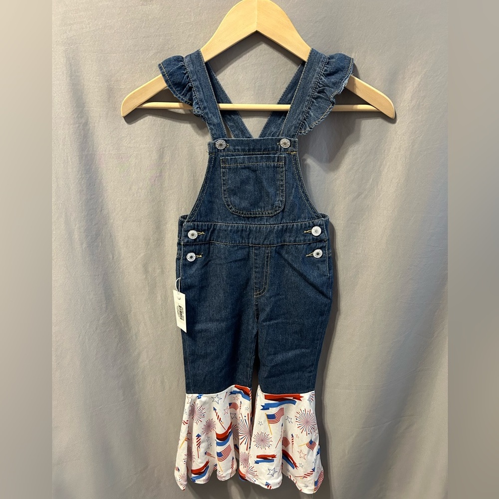 Shea Baby NWT Flare Patriotic Overalls Girls: 3T